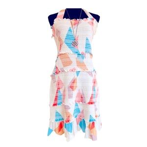 BUDDY LOVE ~ Colorful Tiered Ruffled Geometric Halter Dress size M